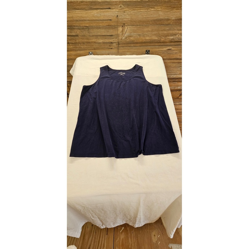 Catherines Suprema Collection Navy Blue Tank Top Womens 3X 26/28W Sleeveless